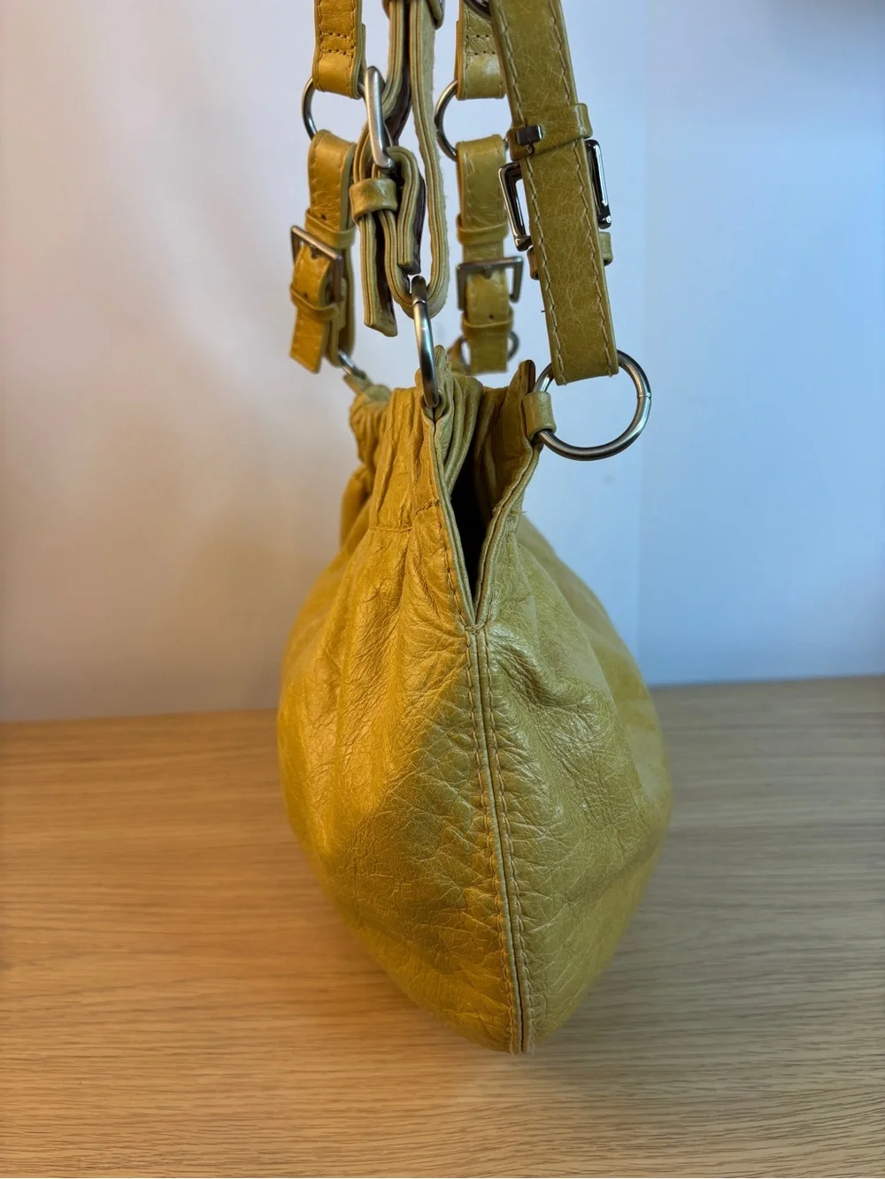 Vintage Fossil Yellow Soft Leather Slouchy Hobo Bag
